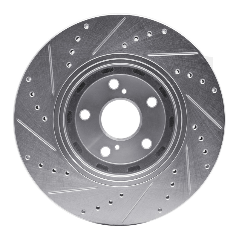 Toyota Venza Brake Rotor (1) - Front Right - R1 Concepts - Drilled & Slotted - Silver - `09-`15